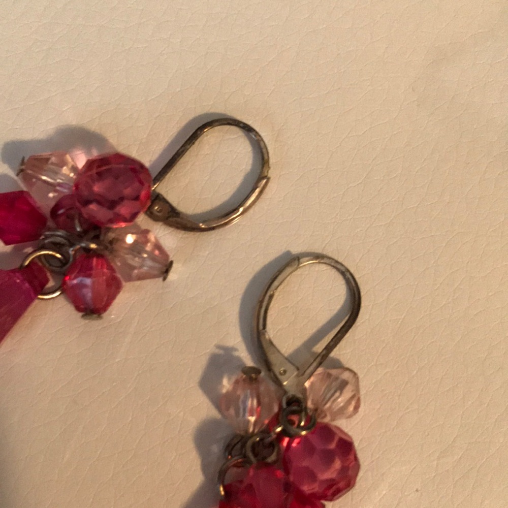 Pink beaded earrings - Picture 2 of 2
